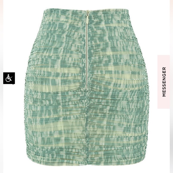 House of CB Aubrey Ivy Print Ruched Mesh Mini Skirt - Picture 6 of 15